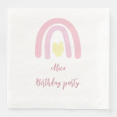 Waterverf regenboogroze gele Birthday party Servet (Voorkant)
