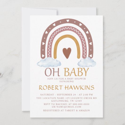 Waterverf regenboogschoeisel Baby shower Kaart (Voorkant)