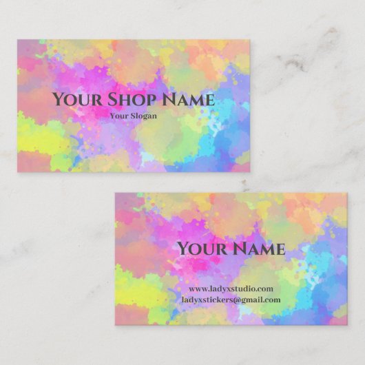 Waterverf regenboogschouderblad Visitekaartje (Voorkant / Achterkant)