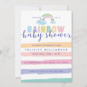 Waterverf Regenboogstapes Baby shower Uitnodiging (Voorkant)
