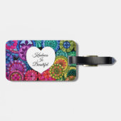 Waterverf Regenboogstraat Mandala met hart Bagagelabel (Achterkant horizontaal)