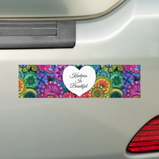 Waterverf Regenboogstraat Mandala met hart Bumpersticker (Op auto)