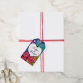 Waterverf Regenboogstraat Mandala met hart Cadeaulabel (Met Touw)