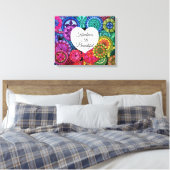 Waterverf Regenboogstraat Mandala met hart Canvas Afdruk (Insitu (Slaapkamer))