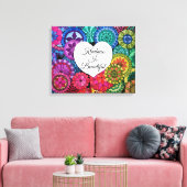 Waterverf Regenboogstraat Mandala met hart Canvas Afdruk (Insitu (Woonkamer))