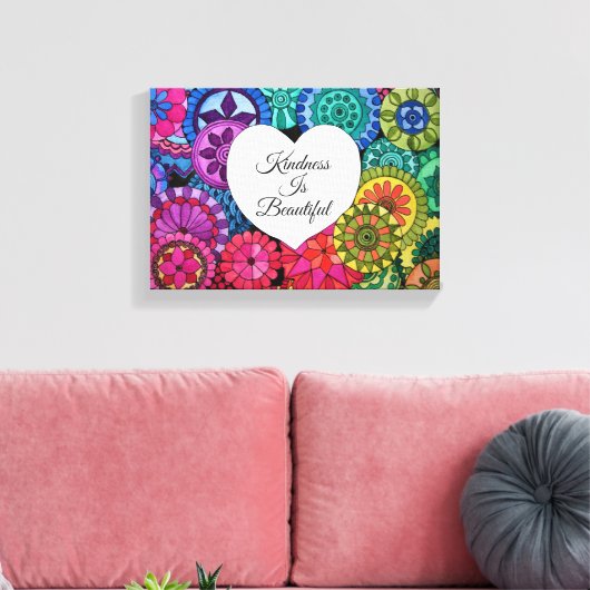 Waterverf Regenboogstraat Mandala met hart Canvas Afdruk (Insitu (Woonkamer))