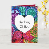 Waterverf Regenboogstraat Mandala met hart Kaart (Gele Bloem)