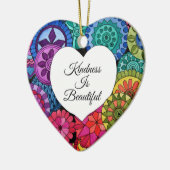 Waterverf Regenboogstraat Mandala met hart Keramisch Ornament (Links)
