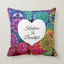 Waterverf Regenboogstraat Mandala met hart Kussen