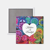 Waterverf Regenboogstraat Mandala met hart Magneet (Voorkant / Achterkant)