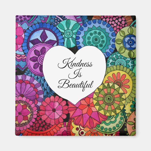 Waterverf Regenboogstraat Mandala met hart Magneet (Voorkant)