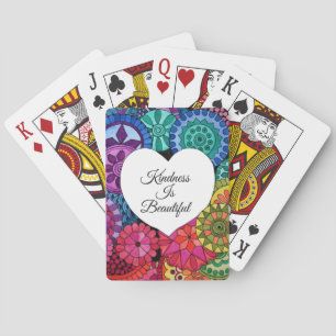 Waterverf Regenboogstraat Mandala met hart Pokerkaarten