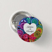 Waterverf Regenboogstraat Mandala met hart Ronde Button 3,2 Cm (Voorkant /achterkant)