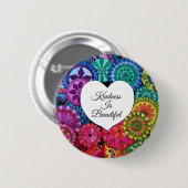 Waterverf Regenboogstraat Mandala met hart Ronde Button 5,7 Cm (Voorkant /achterkant)