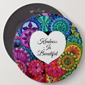 Waterverf Regenboogstraat Mandala met hart Ronde Button 6,0 Cm (Voorkant /achterkant)