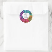 Waterverf Regenboogstraat Mandala met hart Ronde Sticker (Tas)