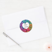 Waterverf Regenboogstraat Mandala met hart Ronde Sticker (Envelop)