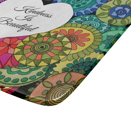 Waterverf Regenboogstraat Mandala met hart Snijplank (Hoek)