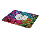 Waterverf Regenboogstraat Mandala met hart Snijplank (Hoek)