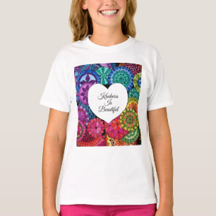 Waterverf Regenboogstraat Mandala met hart T-shirt