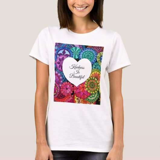 Waterverf Regenboogstraat Mandala met hart T-shirt (Voorkant)