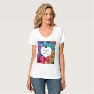 Waterverf Regenboogstraat Mandala met hart T-shirt