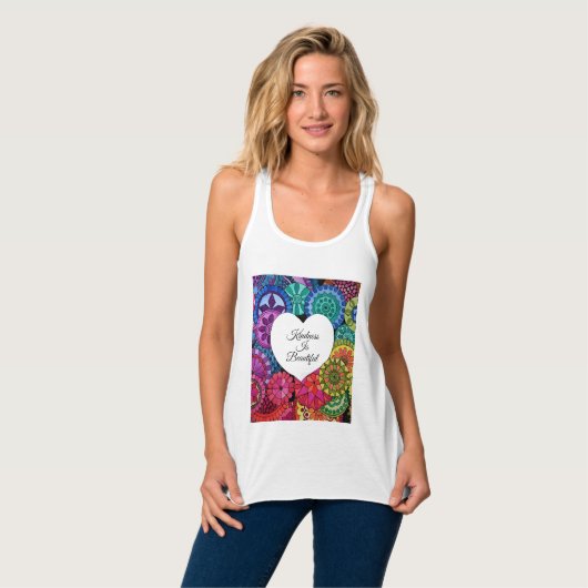 Waterverf Regenboogstraat Mandala met hart Tanktop (Volledige Voorkant)