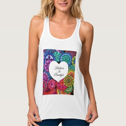 Waterverf Regenboogstraat Mandala met hart Tanktop (Voorkant)
