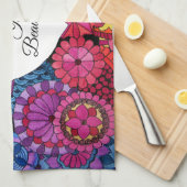 Waterverf Regenboogstraat Mandala met hart Theedoek (Quarter Fold)