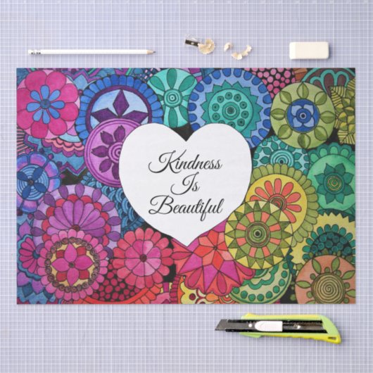 Waterverf Regenboogstraat Mandala met hart Tissuepapier (Craft)