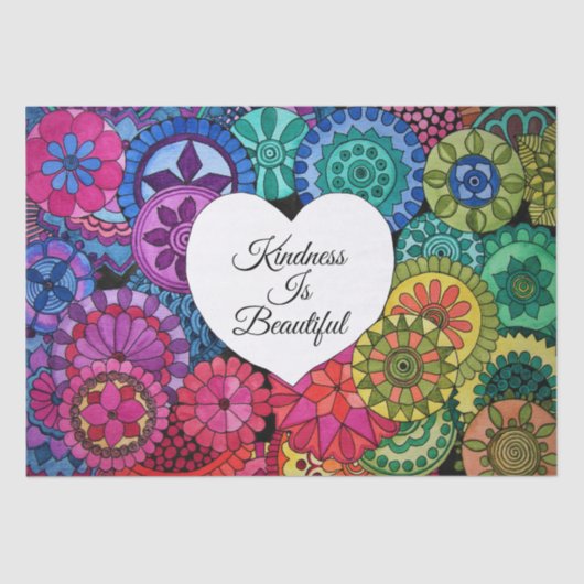 Waterverf Regenboogstraat Mandala met hart Tissuepapier (Voorkant)