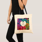 Waterverf Regenboogstraat Mandala met hart Tote Bag (Voorkant (product))