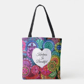 Waterverf Regenboogstraat Mandala met hart Tote Bag (Achterkant)