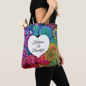 Waterverf Regenboogstraat Mandala met hart Tote Bag (Dichtbij)