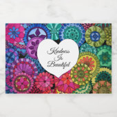 Waterverf Regenboogstraat Mandala met hart Voedselcontainer Etiket (Enkel label)