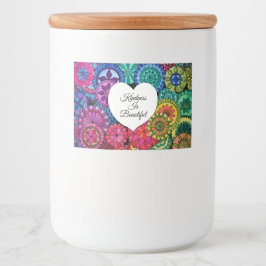 Waterverf Regenboogstraat Mandala met hart Voedselcontainer Etiket