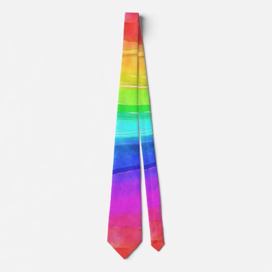 Waterverf Regenboogstripes Necktie Stropdas (Voorkant)