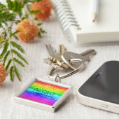 Waterverf Regenboogstripes op maat Sleutelhanger (Zijkant)