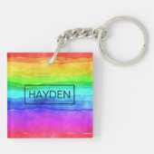 Waterverf Regenboogstripes op maat Sleutelhanger (Achterkant)