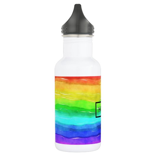 Waterverf Regenboogstripes op maat Waterfles (Links)