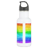 Waterverf Regenboogstripes op maat Waterfles (Achterkant)