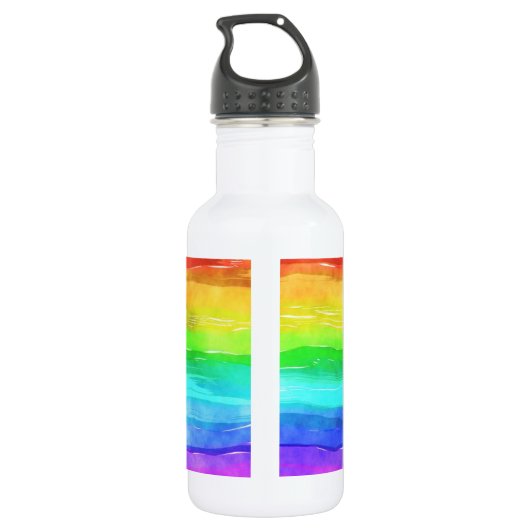 Waterverf Regenboogstripes op maat Waterfles (Achterkant)