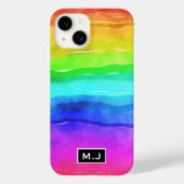 Waterverf regenboogstripmonogram Case-Mate iPhone case (Achterkant)