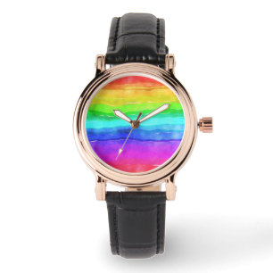 Waterverf Regenboogstrips Horloge