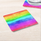 Waterverf Regenboogstrips Kartonnen Onderzetters (Schuin)