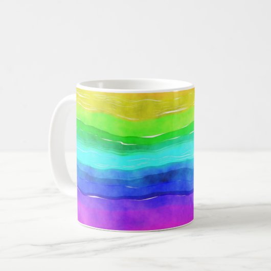 Waterverf Regenboogstrips Koffiemok (Voorkant links)