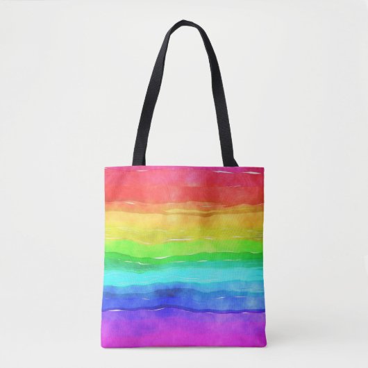 Waterverf Regenboogstrips OntwerpCanvas tas (Voorkant)