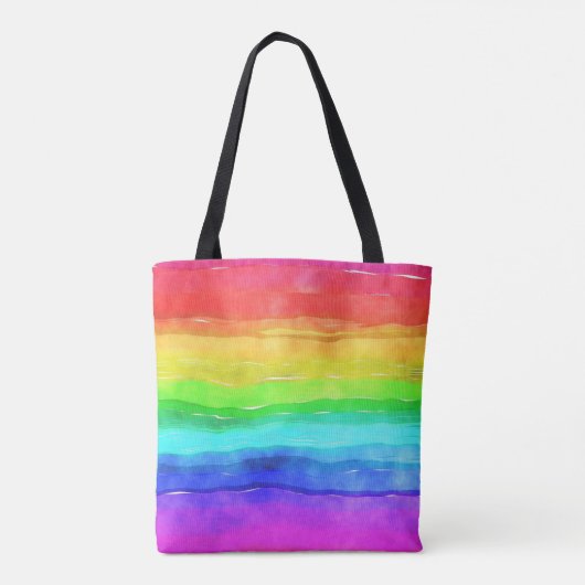 Waterverf Regenboogstrips OntwerpCanvas tas (Achterkant)