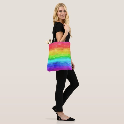 Waterverf Regenboogstrips OntwerpCanvas tas (Op model)