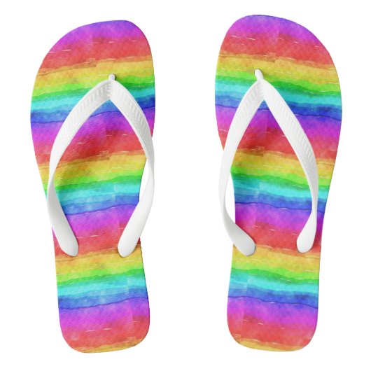 Waterverf Regenboogstrips OntwerpTeenslippers Teenslippers (Voetbed)